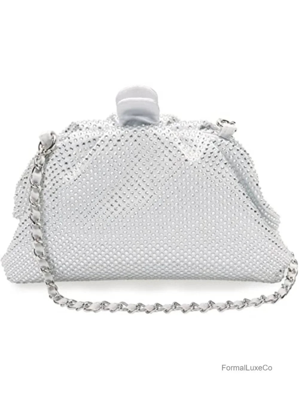 Rhinestone Crystal Frame Clutch Evening Bag Party Pleated Convertible Chain